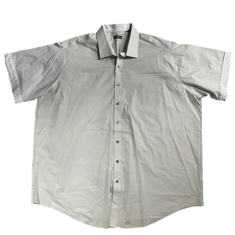 Van Heusen Shirt Mens Size 19 Big Fit Stretch Light Gray Short Sleeve Button Up
